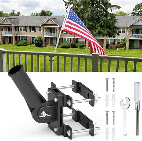 bracket for putting a flasg on a metal handrail|Amazon.com: Flag Pole Bracket For Railing.